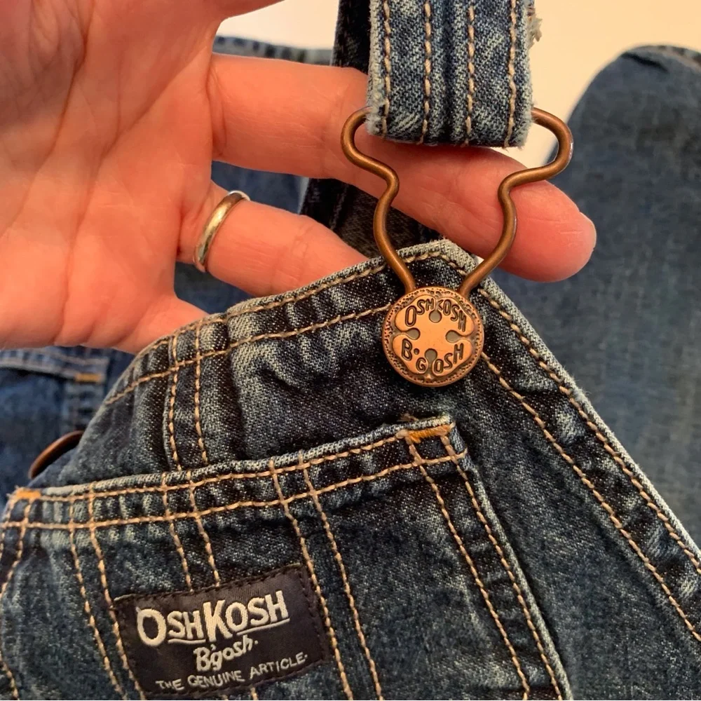 OSHKOSH B’Gosh VINTAGE Denim Baby 100% Cotton Overalls Decorative Buttons 12M